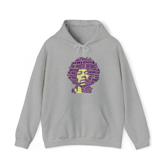 Jimmy Hendrix | Unisex Hooded Hoodie Sweatshirt | Calligram Word Design