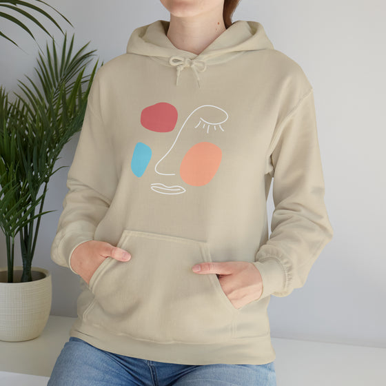 Abstract Face Mascara Shapes V22 Face Paint Line Art | Abstract | Minimalist | Modern  Unisex Hooded Hoodie Sweatshirt