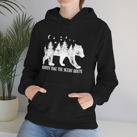 Bear Always Take Scenic Route | Unisex Hooded Hoodie Sweatshirt | Embrace Your Vibe