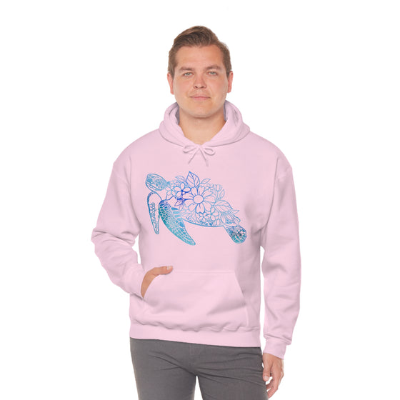 Floral Mandala Sea Turtle Sweatshirt | Unisex Hooded Hoodie Sweatshirt