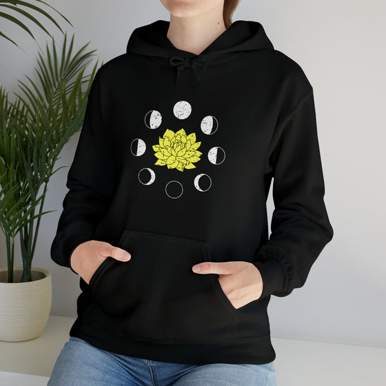 Yoga Sweatshirt | Lotus Moon Phases | Unisex Hooded Hoodie Sweatshirt | Tranquility