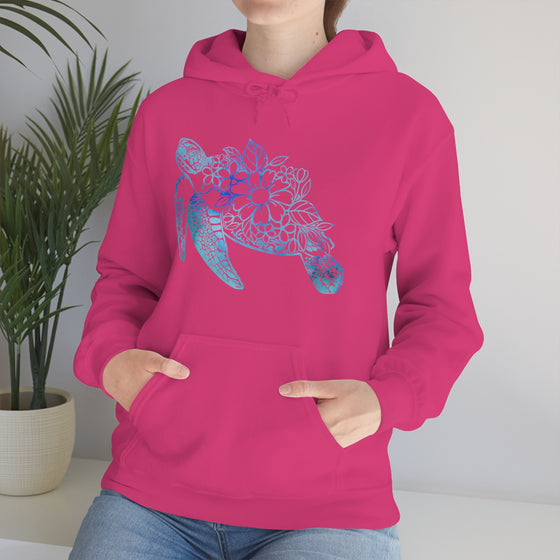 Floral Mandala Sea Turtle Sweatshirt | Unisex Hooded Hoodie Sweatshirt