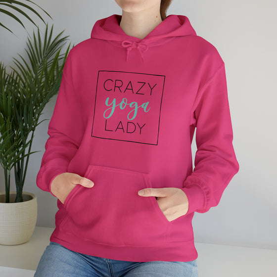 Crazy Yoga Lady Sweatshirt | Unisex Hooded Hoodie Sweatshirt | Embrace Your Vibe