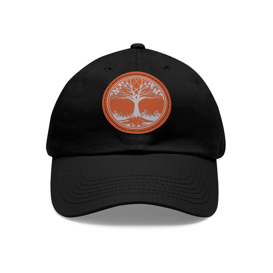 Tree Life Hat | Tree of Life Design Circle Leather Patch Baseball Cap