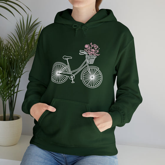 Bicycle Wildflower Basket Bike Biking | Unisex Hooded Hoodie Sweatshirt | Embrace Your Vibe