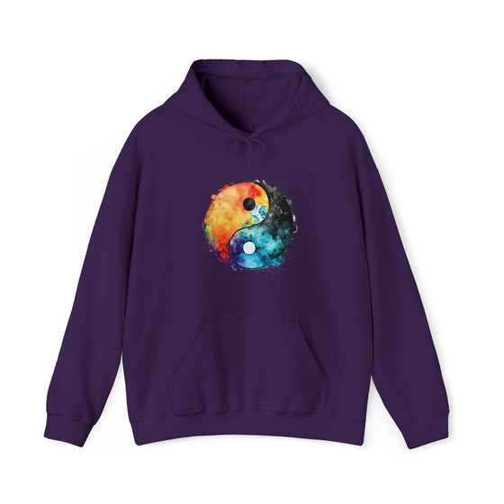 Yoga Sweatshirt | Yin Yang Sign V4 Watercolor | Unisex Hooded Hoodie Sweatshirt