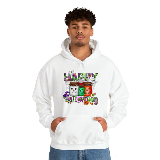 Halloween Sweatshirt | Happy Halloween Jars | Unisex Hooded Hoodie Sweatshirt