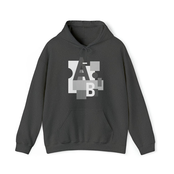 Abstract Shapes V8 Block Letters  | Abstract | Minimalist | Modern  Unisex Hooded Hoodie Sweatshirt | Embrace Your Vibe