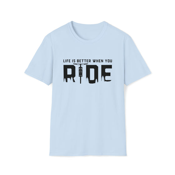 Bike Shirt | MTB Mountain Bike Life Better Bike Ride Riding | Unisex Soft Style Tee T-Shirt