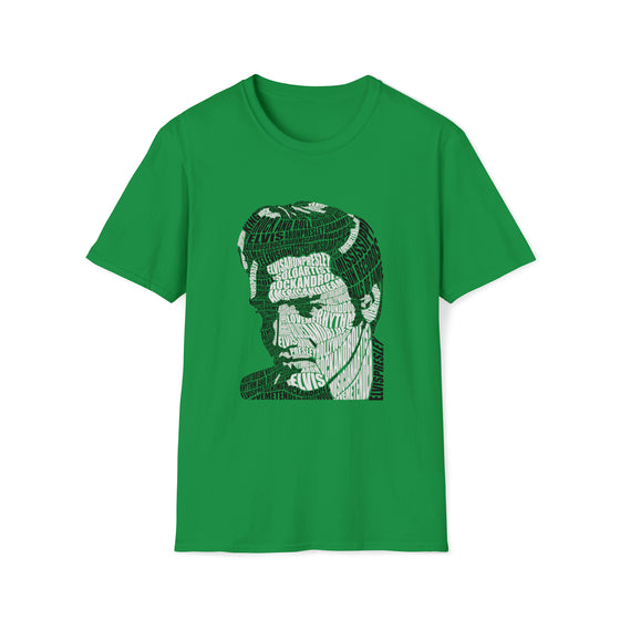 Elvis Presley Music Rock and Roll  | Unisex Soft Style Tee T-Shirt | Embrace Your Vibe | Calligram Word Design