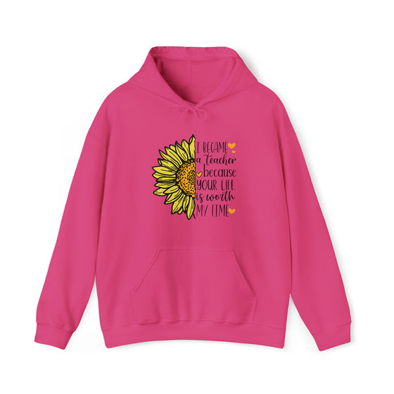 Teacher Life Sweatshirt | Teaching Become a Teacher Sunflower | Unisex Hooded Hoodie Sweatshirt