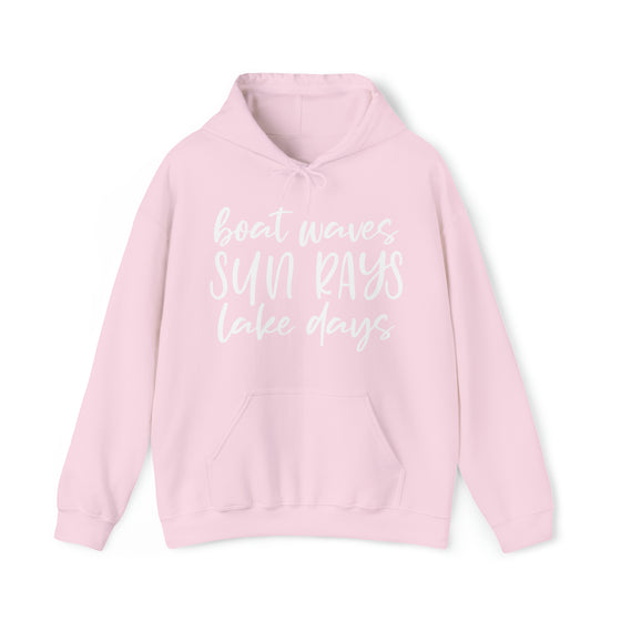 Beach Sweatshirt | Boat Waves Sun Rays Lake Days Beach Life | Unisex Hooded Hoodie Sweatshirt