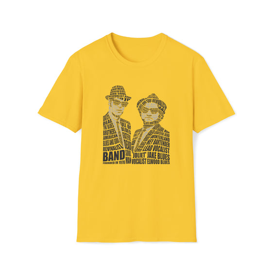 Blues Brothers Movies | Unisex Soft Style Tee T-Shirt | Embrace Your Vibe | Calligram Word Design