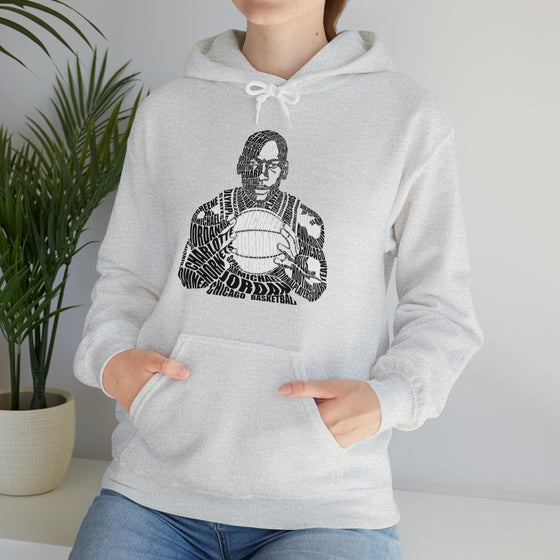 Michael Jordan Basketball | Unisex Hooded Hoodie Sweatshirt  | Calligram Word Design