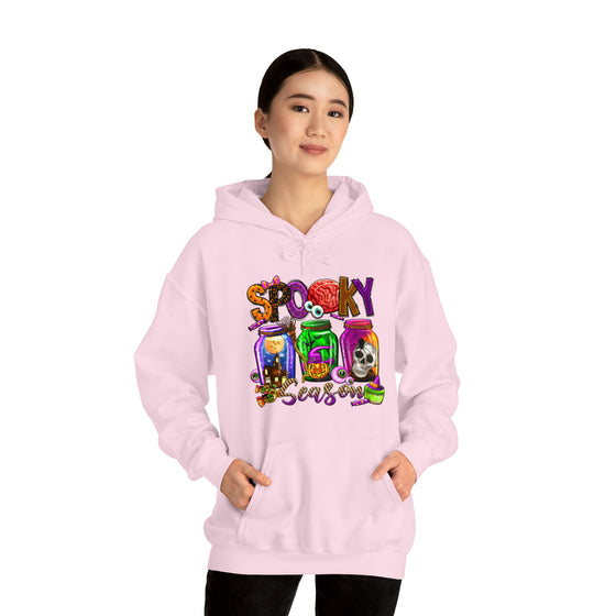 Halloween Sweatshirt | Spooky Season Specimen Jars | Unisex Hooded Hoodie Sweatshirt
