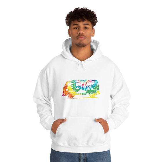 Chill Stitch – VW Tie-dye Van - Unisex Hooded Hoodie Sweatshirt – Embrace Your Vibe