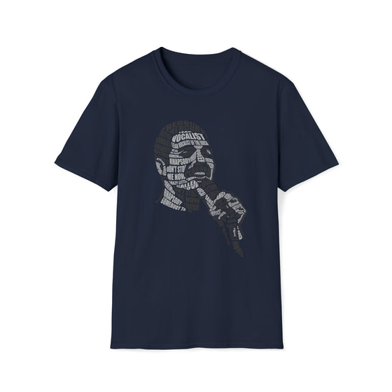 Abstract Shirt |  Freddy Mercuri | Unisex Soft Style Tee T-Shirt | Calligram Word Design