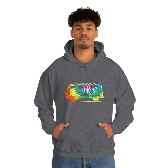 Chill Stitch – VW Tie-dye Van - Unisex Hooded Hoodie Sweatshirt – Embrace Your Vibe