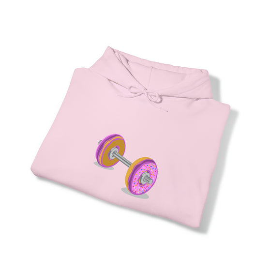 Doughnut Barbell Foodie Sweatshirt | Abstract Unisex Hooded Hoodie Sweatshirt
