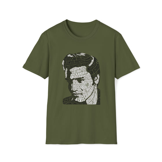 Elvis Presley Music Rock and Roll  | Unisex Soft Style Tee T-Shirt | Embrace Your Vibe | Calligram Word Design