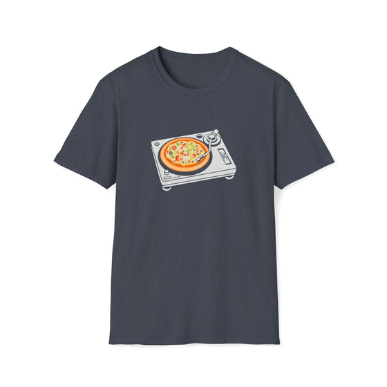 Pizza Scratch Record Player Shirt | Abstract Unisex Soft Style Tee T-Shirt