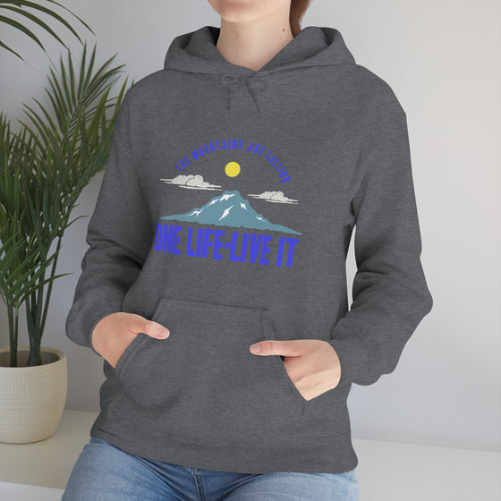 Chill Stitch – Mountains One Life Live It - Unisex Hooded Hoodie Sweatshirt – Embrace Your Vibe