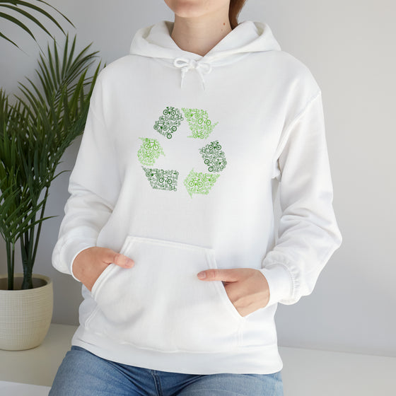 Bike Sweatshirt | Recycling Bikes | Abstract Unisex Hooded Hoodie Sweatshirt