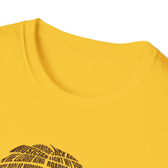 Jim Morrison Doors Music | Unisex Soft Style Tee T-Shirt | Embrace Your Vibe | Calligram Word Design