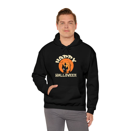 Halloween Sweatshirt | Happy Halloween House | Unisex Hooded Hoodie Sweatshirt