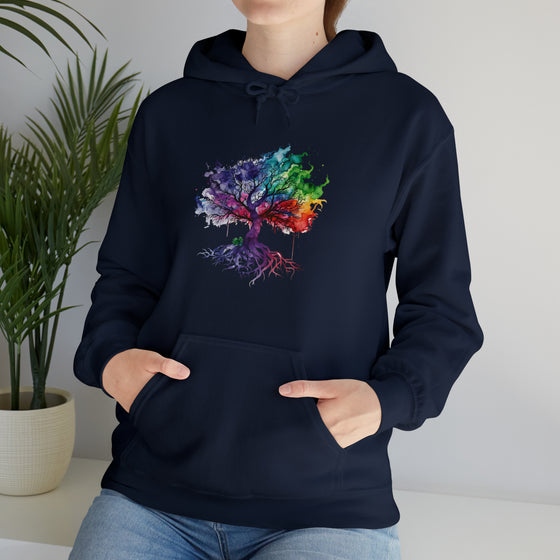 Hippie Sweatshirt | Tree of Life Watercolor Flowing Color V2 | Unisex Hooded Hoodie Sweatshirt