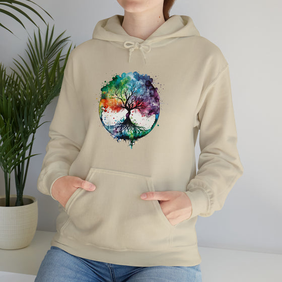 Yoga Hoodie | Tree of Life Watercolor Color Flow V1 | Unisex Hooded Hoodie Sweatshirt