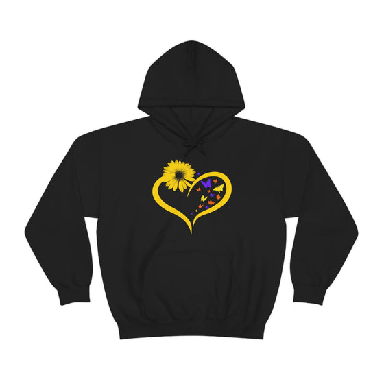 Butterflies Sunflower | Unisex Hooded Hoodie Sweatshirt | Embrace Your Vibe