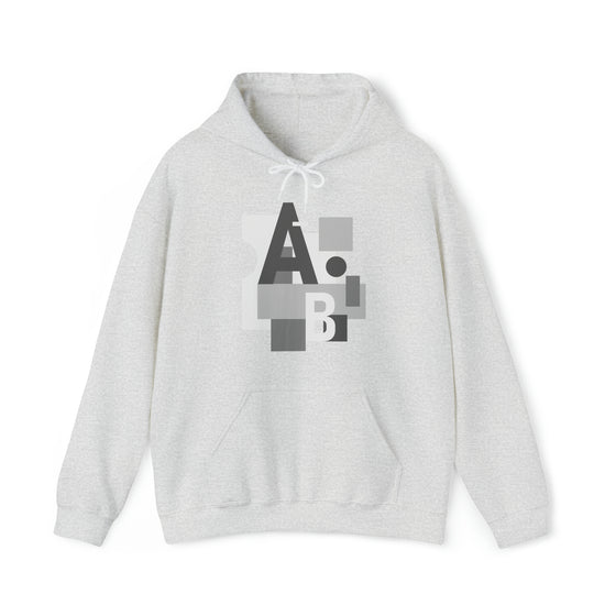 Abstract Shapes V8 Block Letters  | Abstract | Minimalist | Modern  Unisex Hooded Hoodie Sweatshirt | Embrace Your Vibe