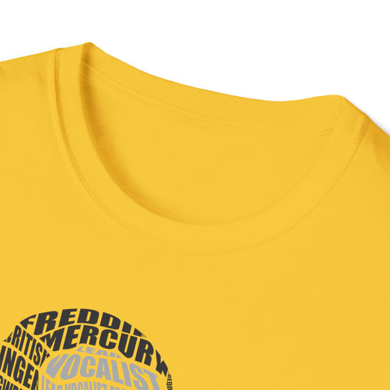 Abstract Shirt |  Freddy Mercuri | Unisex Soft Style Tee T-Shirt | Calligram Word Design