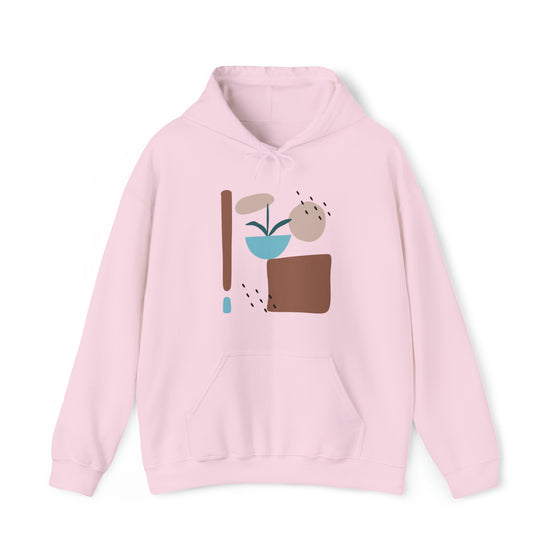 Abstract Shapes V11 Flower Pot Sun Rain | Abstract | Minimalist | Modern | Unisex Hooded Hoodie Sweatshirt | Embrace Your Vibe