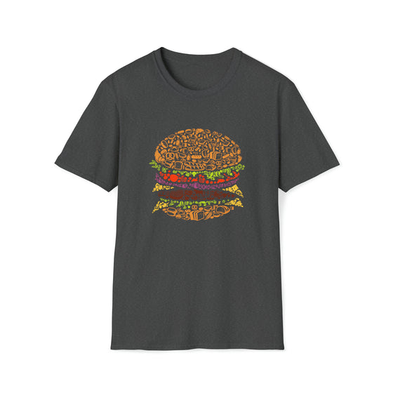 Burger Food Foodie | Abstract | Minimalist | Modern | Unisex Soft Style Tee T-Shirt | Embrace Your Vibe