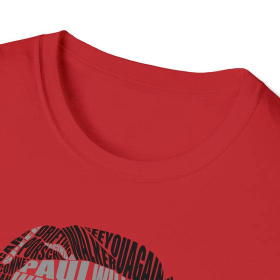 Paul Walker Fast Furious Actor | Unisex Soft Style Tee T-Shirt  | Calligram Word Design
