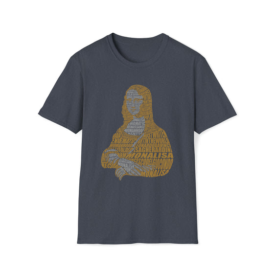 Mona Lisa France | Unisex Soft Style Tee T-Shirt  | Calligram Word Design