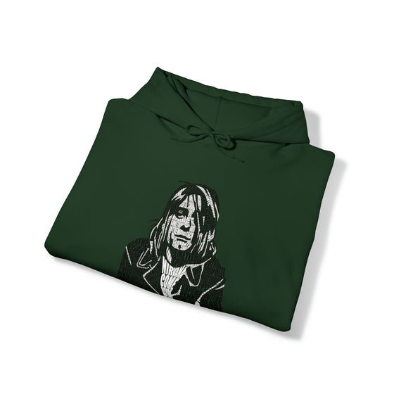 Kurt Cobain | Unisex Hooded Hoodie Sweatshirt | Embrace Your Vibe | Calligram Word Design