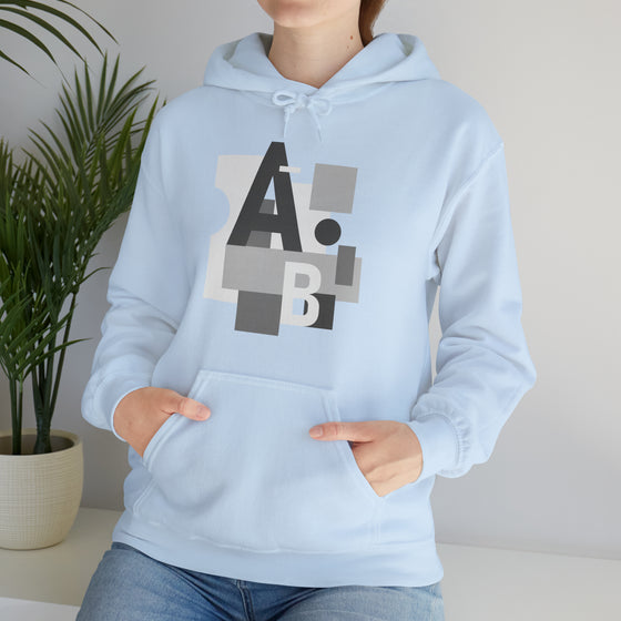 Abstract Shapes V8 Block Letters  | Abstract | Minimalist | Modern  Unisex Hooded Hoodie Sweatshirt | Embrace Your Vibe
