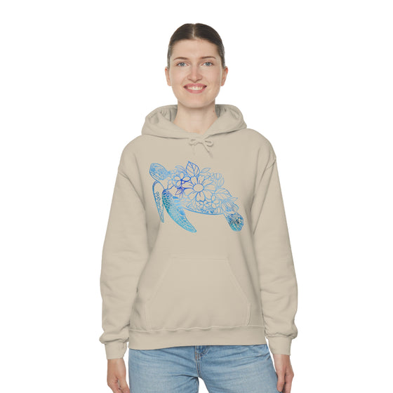 Floral Mandala Sea Turtle Sweatshirt | Unisex Hooded Hoodie Sweatshirt