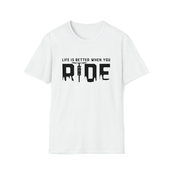 Bike Shirt | MTB Mountain Bike Life Better Bike Ride Riding | Unisex Soft Style Tee T-Shirt