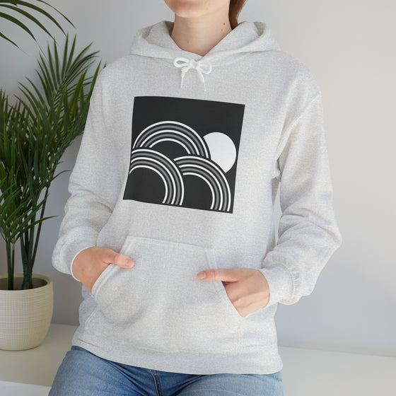 Abstract Shapes V6 Circled Moon Horizon | Abstract | Minimalist | Modern  Unisex Hooded Hoodie Sweatshirt | Embrace Your Vibe