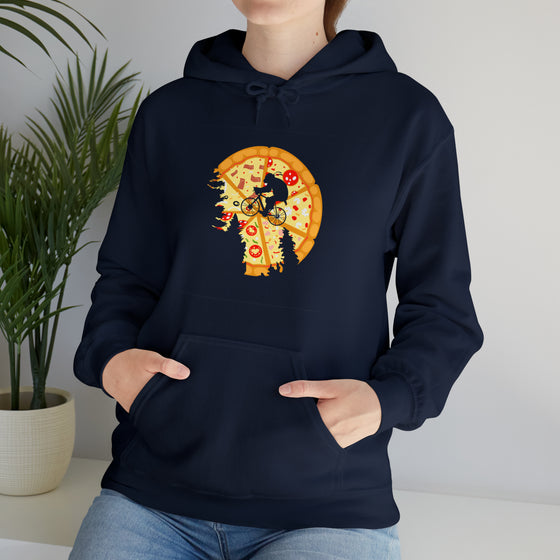Pizza Moon Bike Ride Sweatshirt |  Abstract Unisex Hooded Hoodie Sweatshirt