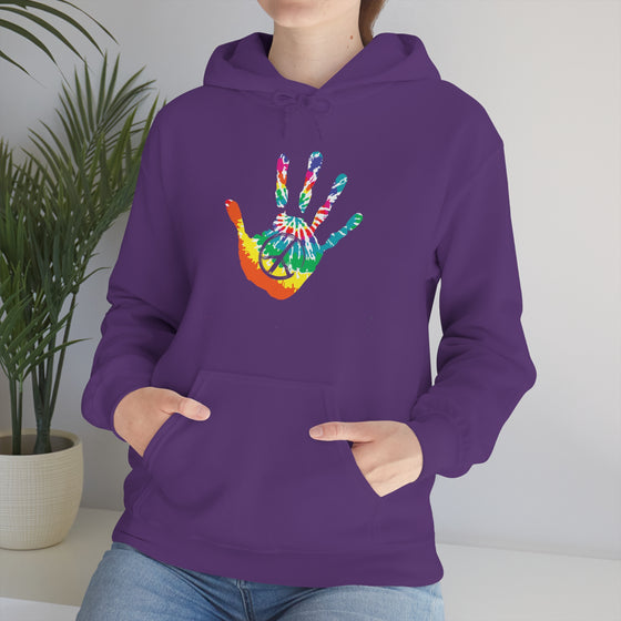 Chill Stitch –Tie-dye Peace Hand - Unisex Hooded Hoodie Sweatshirt – Embrace Your Vibe