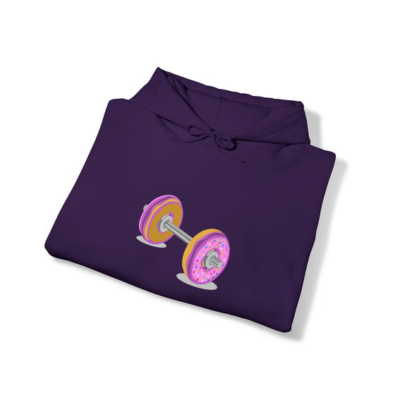 Doughnut Barbell Foodie Sweatshirt | Abstract Unisex Hooded Hoodie Sweatshirt