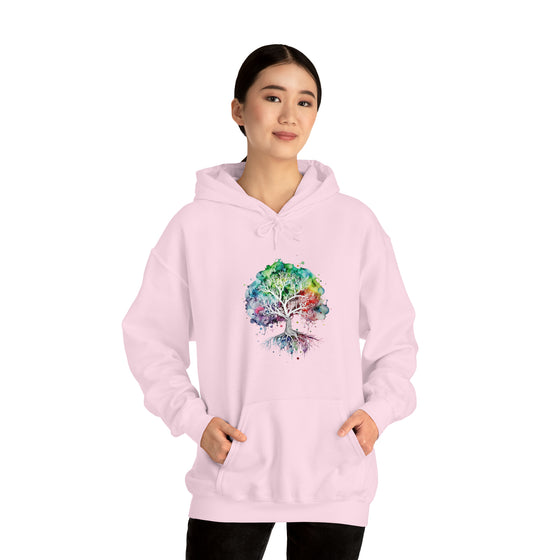 Lake Sweatshirt | Tree of Life Watercolor V4 Color Burst | Unisex Hooded Hoodie Sweatshirt