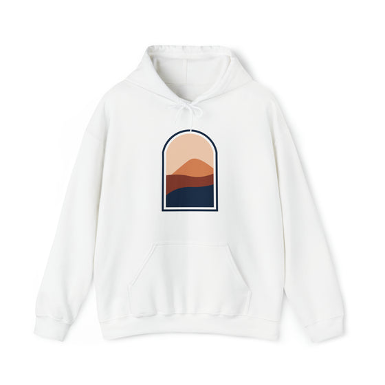 Abstract Shapes Sunrise Sunset Window Landscape  V14 | Abstract | Minimalist | Modern  Unisex Hooded Hoodie Sweatshirt