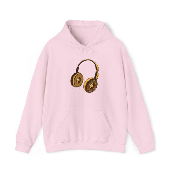 Headphone Donut Foodie Sweatshirt  | Abstract Unisex Hooded Hoodie Sweatshirt