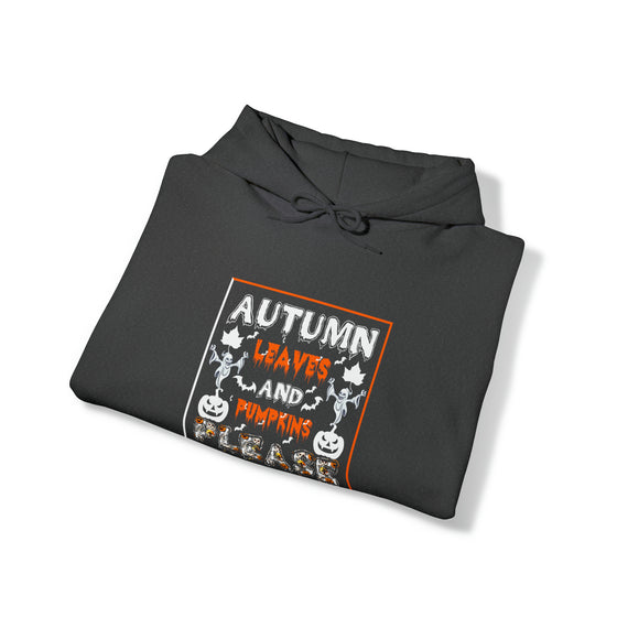 Halloween Sweatshirt | Autumn Leaves And Pumpkins Please | Unisex Hooded Hoodie Sweatshirt